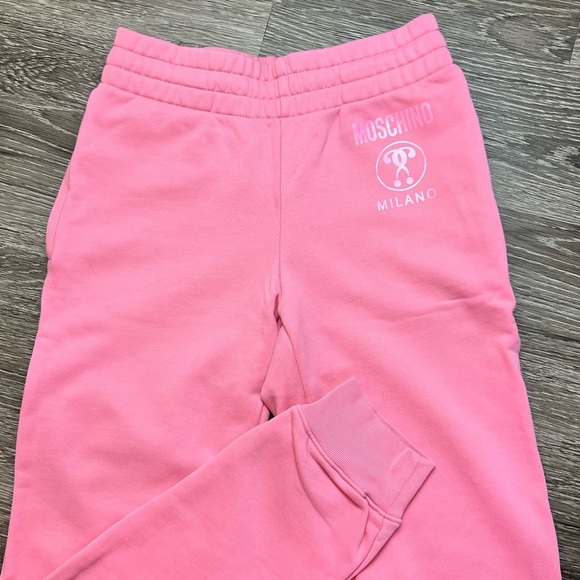 Moschino logo-print cotton sweat pants. Pink - Picture 5 of 11
